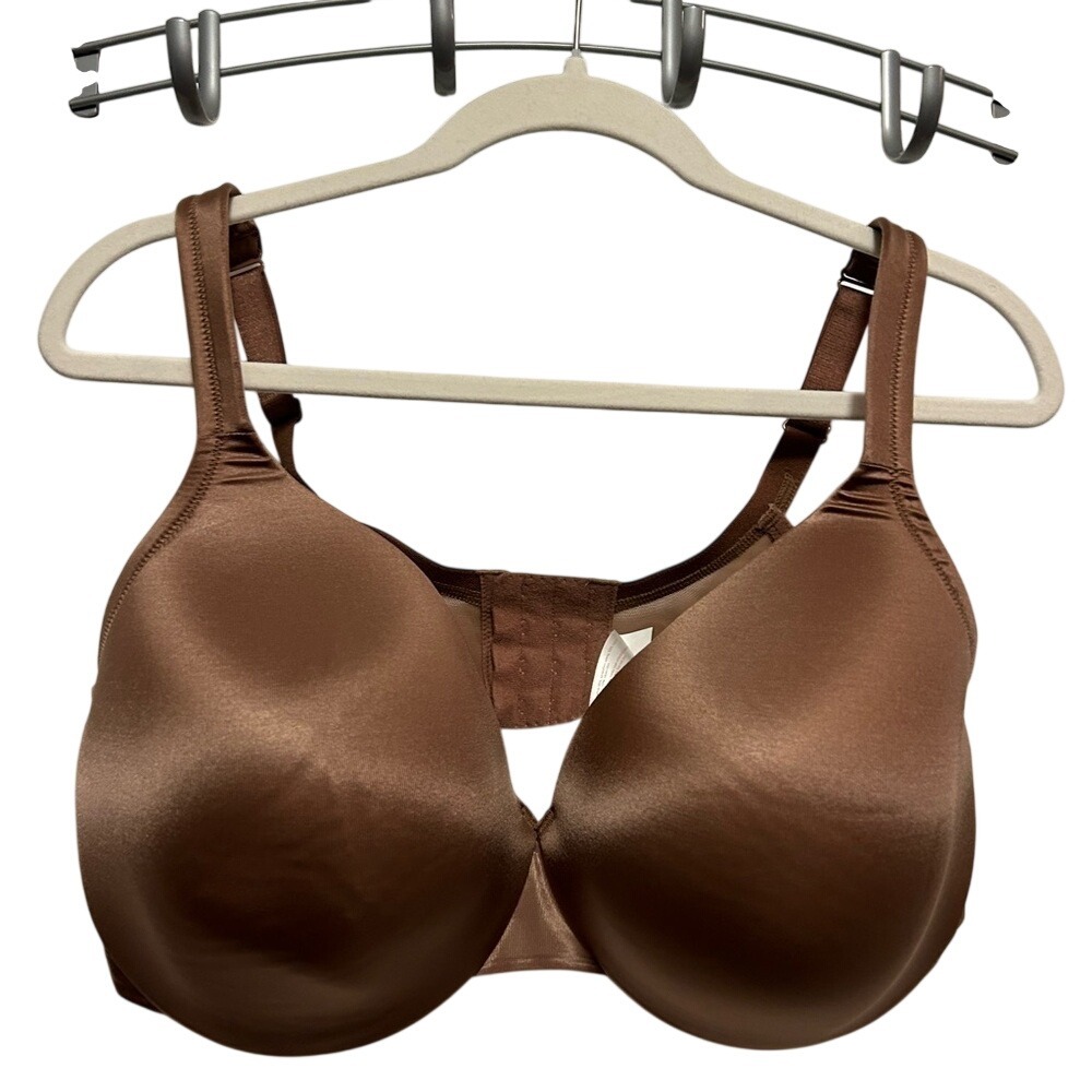 Cacique Lane Bryant Lightly Lined Full‎ Coverage Bra 42DDD Brown Satin Underwire